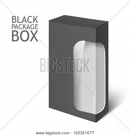 black Package Box. Mockup Template