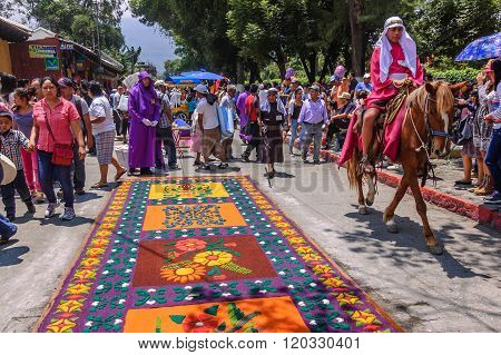 Holy Week Carpets & Horseback Rider, Antigua, Guatemala