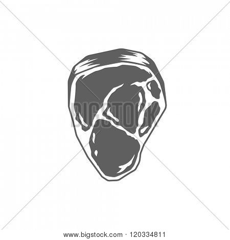 Beef or Pork Meat Logo Vector Illustration. Royal Crown Silhouette Isolated On White Background. Vector object for Labels, Badges, Logos Design. Meat Logo, Steak Logo, Steak Symbol.