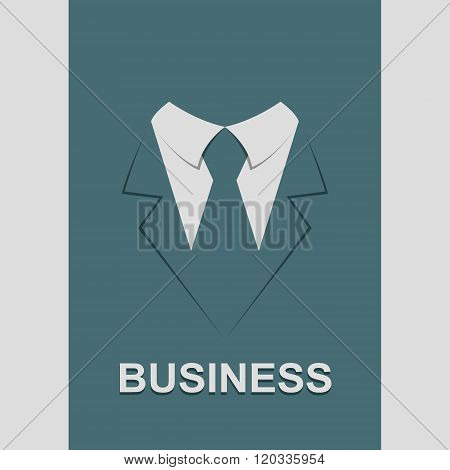 Suit with tie abstract isolated, vector illustration