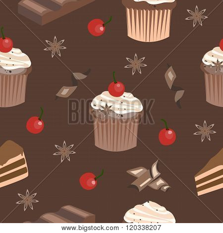 seamless pattern sweet chocolate cake