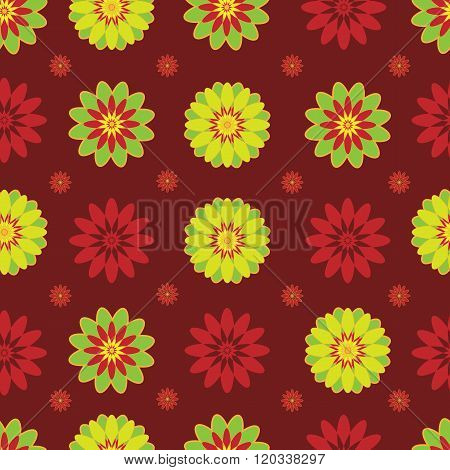 pattern abstract flowers yellow and red
