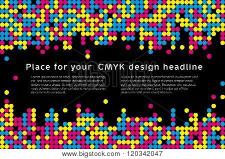 Mosaic Background From Cmyk Colors - Place For Text