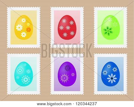 Sheet with stamps with painted eggs for your Easter post