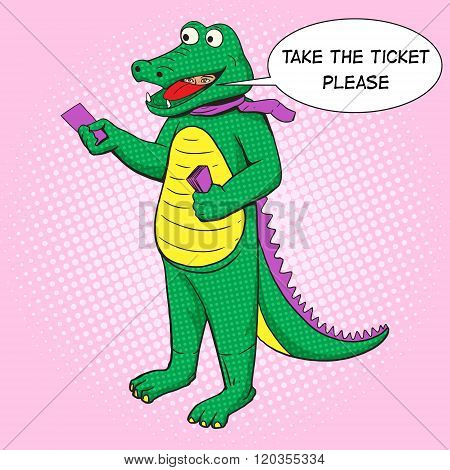 Man in crocodile suit pop art vector