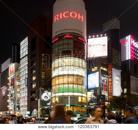 Ginza Shopping District In Tokyo Japan