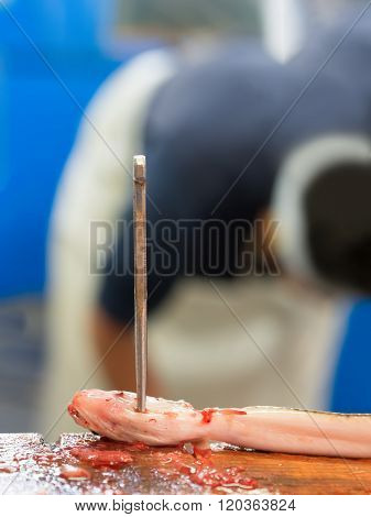 Japanese Sea Eel On Cutting Board