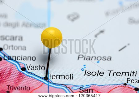 Termoli pinned on a map of Italy