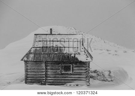 Mountain hut, soft focus