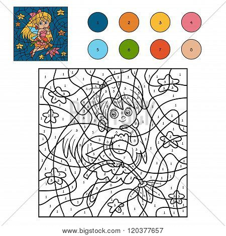 Color By Number For Children (little Fairy)