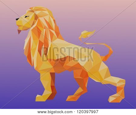 triangle decorative lion illustration. wild animal. vector eps10