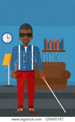 Blind man with stick.