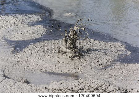 Hot boiling mud pool in the Wai-O-Tapu geothermal area, Rotorua, New Zealand