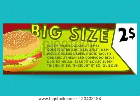 Hamburger offer card. Fastfood