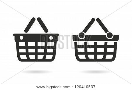 Shopping basket vector icon. Black illustration isolated on white background for graphic and web design.