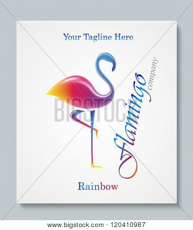 Luxury image logo Rainbow Flamingo. Business design for spa, yoga class, hotel and resort. Vector il