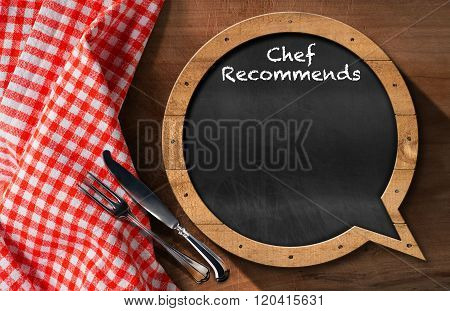 Chef Recommends - Blackboard Speech Bubble Shaped