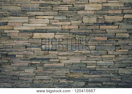 Ancient Wall Built Of Flat Stones