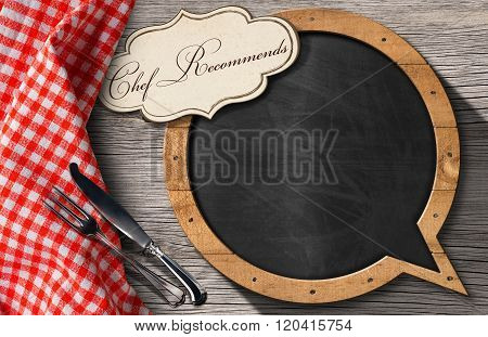 Chef Recommends - Blackboard Speech Bubble Shaped