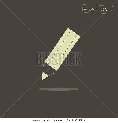 Flat icon of a pencil. Light pencil on a dark background