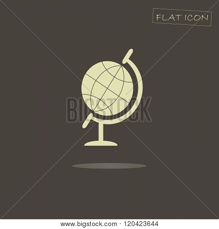 Flat globe icon. Light globe on a dark background