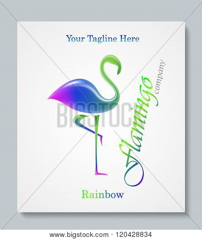 Luxury image logo Rainbow Flamingo. Business design for spa, yoga class, hotel and resort. Vector il