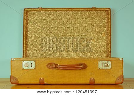 Vintage old brown case. retro briefcase