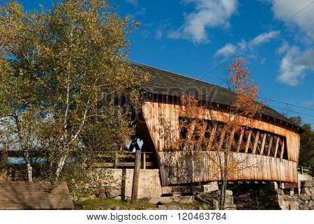 Wooden Covered Bridge In New England