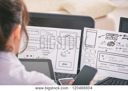 Designer working at new mobile applications