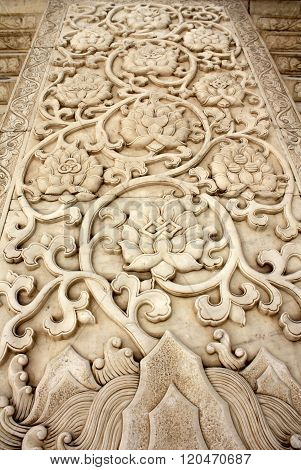 Traditional chinese carved pattern on the marble