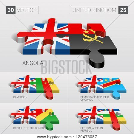 United Kingdom Flag. 3d vector puzzle. Set 27.