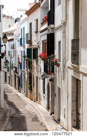 Narrow medieval street in Old Sigest town