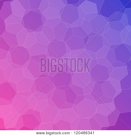 Abstract Pink-blue Background With Hexagons