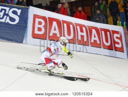 STOCKHOLM SWEDEN - FEB 23 2016: Wendy Holdener (SUI) skiing at the FIS Alpine Ski World Cup - city event February 23 2016 Stockholm Sweden