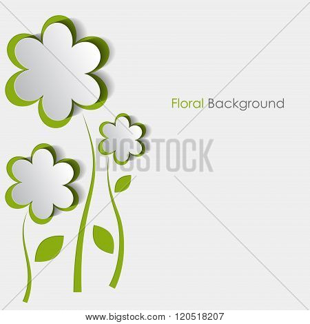 Paper Flowers Greeting Green Card