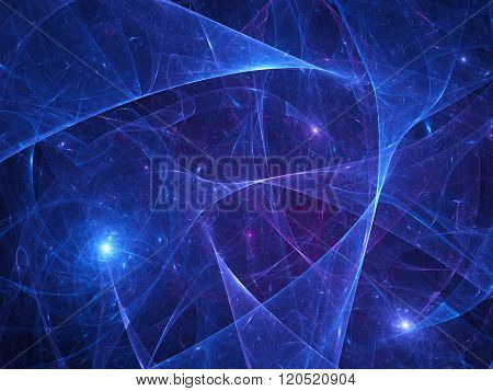 Blue Glowing Interstellar Curves In Space