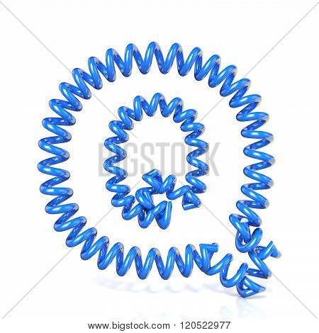 Spring spiral cable font collection letter - Q. 3D render illustration isolated on white background