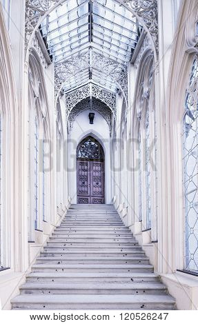 HLUBOKA, CZE- MARCH 4, 2016: Beautiful stairs in Castle Hluboka Hluboka nad Vltavou. Czech Republic