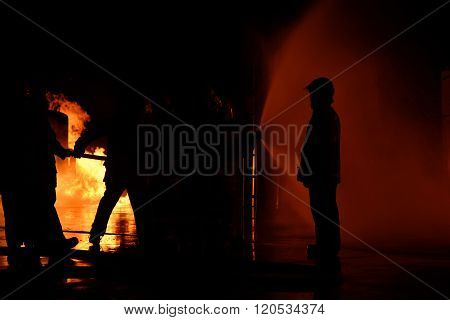 Emergency fire fighter night industry in Thailand.