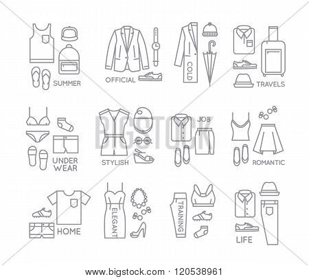 Flat Clothes Complect Icons