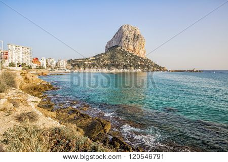Calpe, Alicante, Arenal Bol Beach With Penon De Ifach Mountain. Spain.