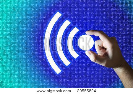 Hand Holds A Glowing Lifi Symbol