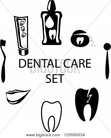 illustration of mouthwash, toothpaste, toothbrushes, and dental floss
