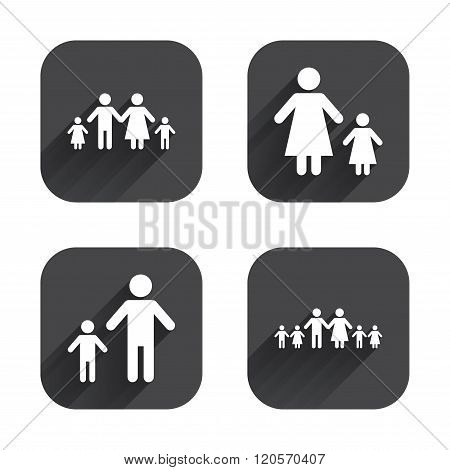Family with two children sign. Parents and kids.