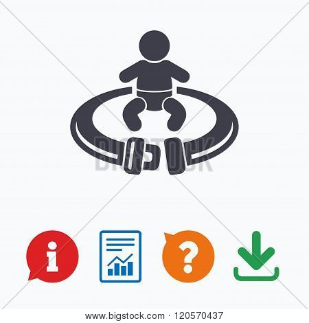 Fasten seat belt sign icon. Safety accident.