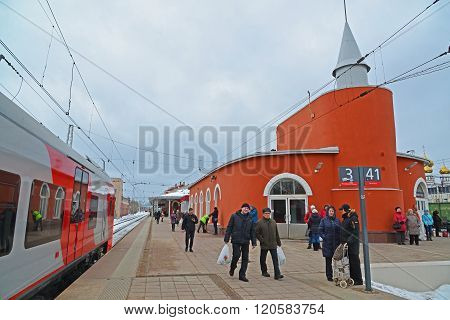 Tver, Russia - February 27. 2016. Railway station Tverskaya in October RZD