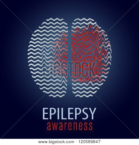 Human brain with epilepsy activity, vector illustration