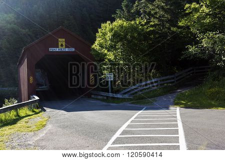 Covered bridge in Point Wolfe area in Fundy National Park New Brunswick Canada
