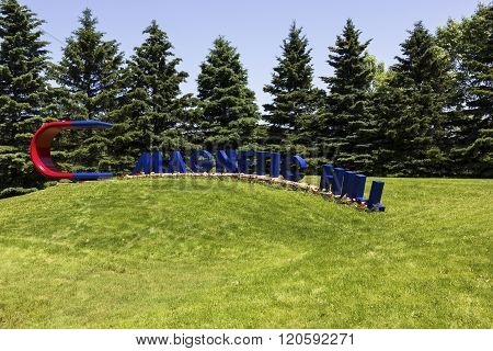Magnetic Hill in Moncton in New Brunswick in Canada