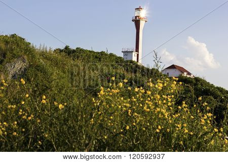 Cape Forchu Lighthouse in Nova Scotia in Canada